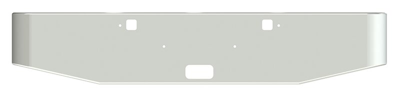 BUMPER FOR KENWORTH W900B 2011-2022 18" TAPER HAND FORM CHROME, NO CUTOUT ON THE TOP LIP