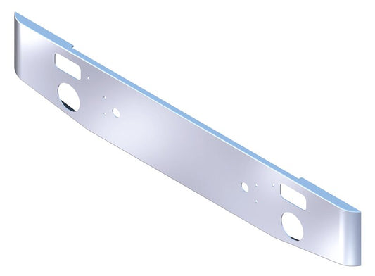 BUMPER FOR MACK SUPERLINER, CRUISELINER 1970-1990 16" TAPER ROLLED END CHROME WITH TOW HOLE & ROUND FOG LIGHT HOLES