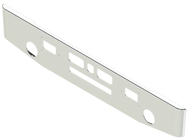 BUMPER FOR MACK R-600, R-700 1970-1990 16" TAPER ROLLED END CHROME WITH TOW HOLE & ROUND FOG LIGHT HOLES & VENT HOLES