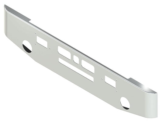 BUMPER FOR MACK R-600, R-700 1970-1990 18" TAPER HAND FORM CHROME WITH TOW HOLE & ROUND FOG LIGHT HOLES & VENT HOLES