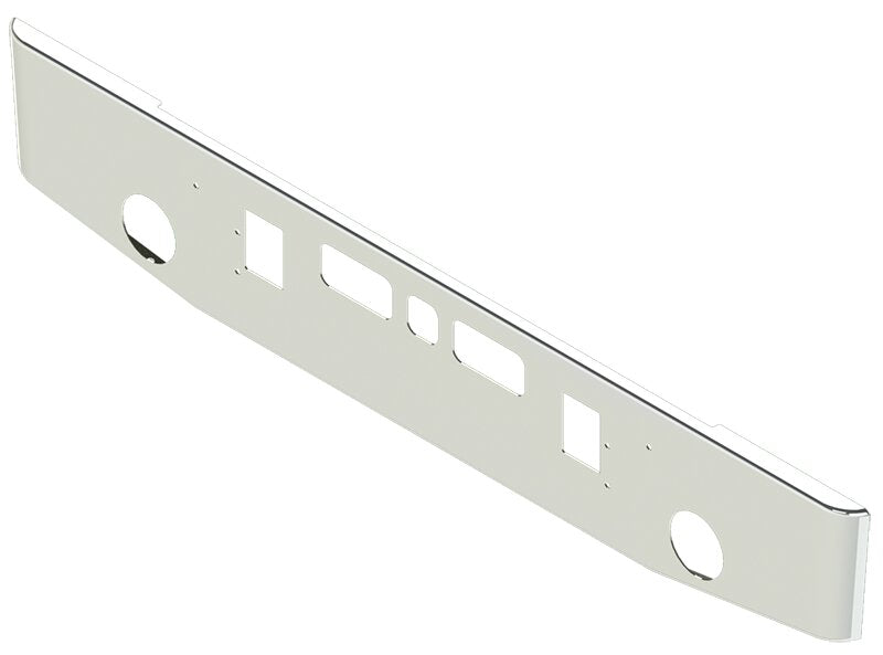 BUMPER FOR MACK VALUELINER, WESTCOAST 1970-1990 16" TAPER ROLLED END CHROME WITH TOW HOLE & ROUND FOG LIGHT HOLES & VENT HOLES