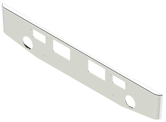 BUMPER FOR MACK MH COE, SUPERLINER II, RW613 1970-1990 16" TAPER ROLLED END CHROME WITH ROUND FOG LIGHT HOLES, STEP HOLES, TOW HOLE , GRILL GUARD HOLES
