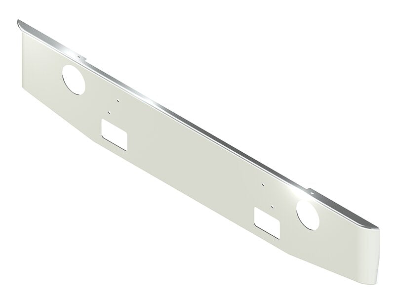 BUMPER FOR MACK WESTERN CONTRACTOR, RD688, RD690 1989-2001 16" TAPER ROLLED END CHROME WITH TOW HOLE & ROUND FOG LIGHT HOLES