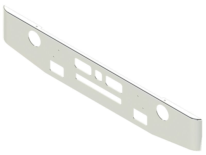 BUMPER FOR MACK WESTERN CONTRACTOR, RD688, RD690 1989-2001 16" TAPER ROLLED END CHROME WITH TOW HOLE & ROUND FOG LIGHT HOLES & VENT HOLES