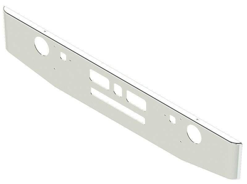 BUMPER FOR MACK R600 1965-1976 16" TAPER ROLLED END CHROME WITH TOW HOLE & ROUND FOG LIGHT HOLES & VENT HOLES