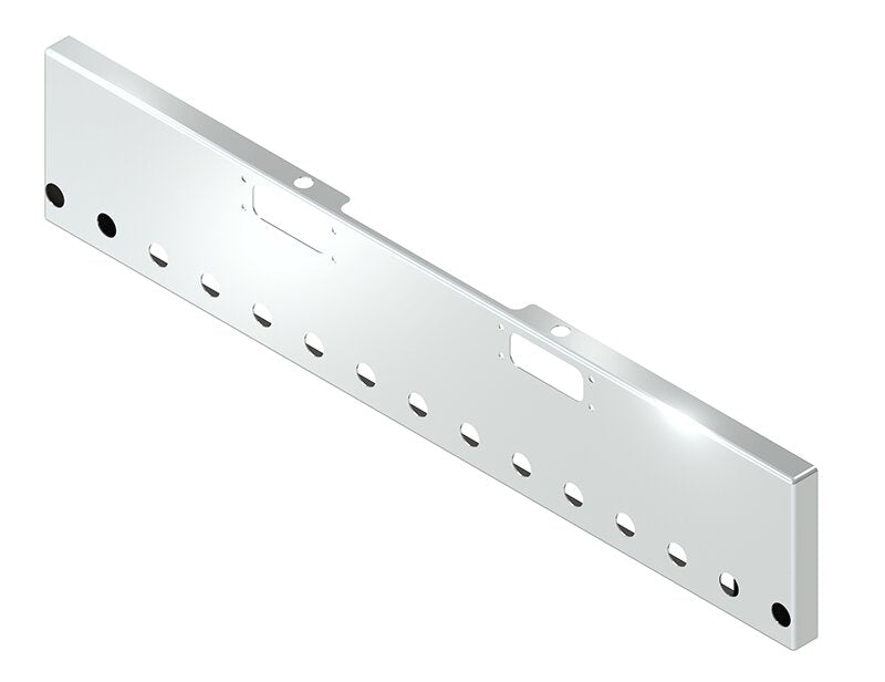 BUMPER FOR PETERBILT 352 CABOVER 1967-1980 & 359 CONVENTIONAL 1967-1986 18" BOXED END CHROME WITH TOW HOLE AND 15 HOLES FOR 2" LIGHTS