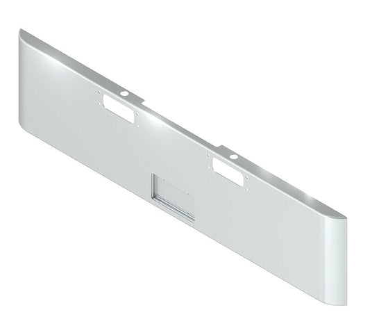 BUMPER FOR PETERBILT 352 CABOVER 1967-1980 & 359 CONVENTIONAL 1967-1986 22" SQUARE ROLLED END CHROME WITH TOW HOLE AND FRENCHED IN LICENSE PLATE BOX