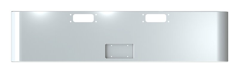 BUMPER FOR PETERBILT 352 CABOVER 1967-1980 & 359 CONVENTIONAL 1967-1986 22" SQUARE ROLLED END CHROME WITH TOW HOLE AND FRENCHED IN LICENSE PLATE BOX