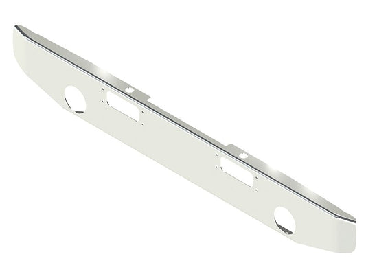 BUMPER FOR PETERBILT 352 CABOVER 1967-1980 & 359 CONVENTIONAL 1967-1986 12" TAPER ROLLED END CHROME WITH TOW HOLE & ROUND FOG LIGHT HOLES