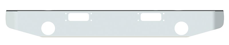 BUMPER FOR PETERBILT 352 CABOVER 1967-1980 & 359 CONVENTIONAL 1967-1986 12" TAPER ROLLED END CHROME WITH TOW HOLE & ROUND FOG LIGHT HOLES