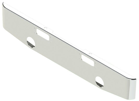 BUMPER FOR PETERBILT 352 CABOVER 1967-1980 & 359 CONVENTIONAL 1967-1986 16" TAPER ROLLED END CHROME WITH TOW HOLE & ROUND FOG LIGHT HOLES