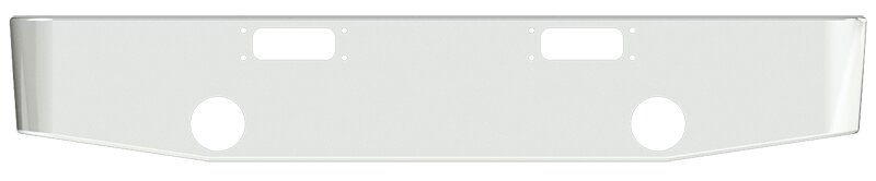 BUMPER FOR PETERBILT 352 CABOVER 1967-1980 & 359 CONVENTIONAL 1967-1986 16" TAPER ROLLED END CHROME WITH TOW HOLE & ROUND FOG LIGHT HOLES