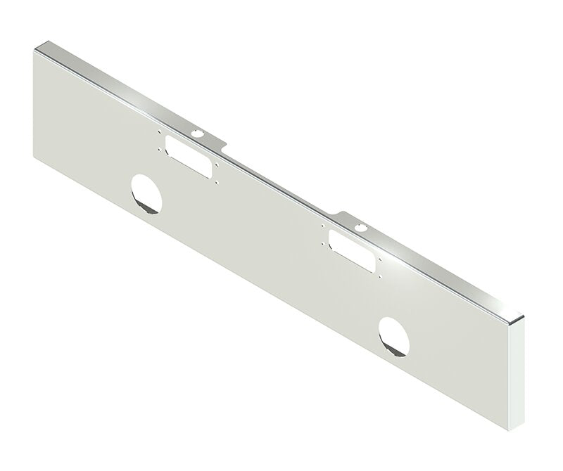 BUMPER FOR PETERBILT 352 CABOVER 1967-1980 & 359 CONVENTIONAL 1967-1986 18" BOXED END CHROME WITH TOW HOLE & ROUND FOG LIGHT HOLES