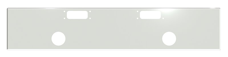 BUMPER FOR PETERBILT 352 CABOVER 1967-1980 & 359 CONVENTIONAL 1967-1986 18" BOXED END CHROME WITH TOW HOLE & ROUND FOG LIGHT HOLES