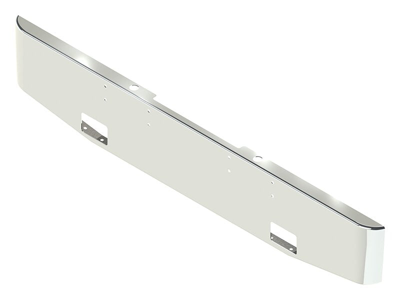 BUMPER FOR PETERBILT 352 CABOVER 1967-1980 & 359 CONVENTIONAL 1967-1986 16" TAPER ROLLED END CHROME WITH RECTANGULAR FOG LIGHT HOLES