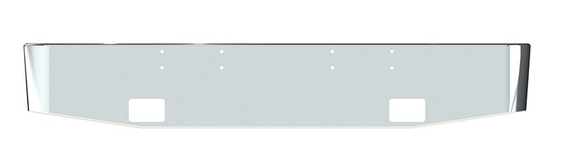 BUMPER FOR PETERBILT 352 CABOVER 1967-1980 & 359 CONVENTIONAL 1967-1986 16" TAPER ROLLED END CHROME WITH RECTANGULAR FOG LIGHT HOLES