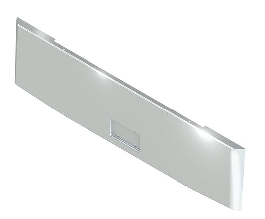 BUMPER FOR PETERBILT 352 CABOVER 1967-1980 & 359 CONVENTIONAL 1967-1986 WITH NO MOUNTING HOLES AND FRENCHED IN LICENSE PLATE BOX, WITH UNIVERSAL BRACKETS THAT FIT CB, CQ, FD, FE ,HA, HC, GO