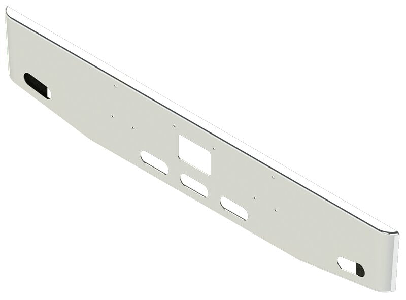 BUMPER FOR PETERBILT 379, 378, 357 1987-2007 16" TAPER ROLLED END CHROME WITH TOW HOLE, LIGHT HOLES