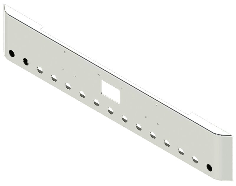 BUMPER FOR PETERBILT 379, 378, 357 1987-2007 16" SQUARE HAND FORM CHROME WITH TOW HOLE AND 15 HOLES FOR 2" LIGHTS