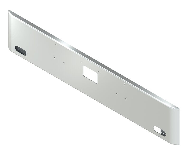 BUMPER FOR PETERBILT 379, 378, 357 1987-2007 18" SQUARE ROLLED END CHROME WITH TOW HOLE AND 2 OVAL HOLES