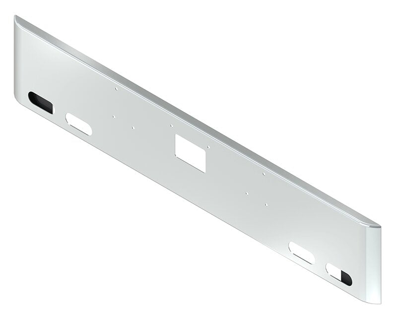 BUMPER FOR PETERBILT 379, 378, 357 1987-2007 18" SQUARE ROLLED END CHROME WITH TOW HOLE AND 4 OVAL HOLES