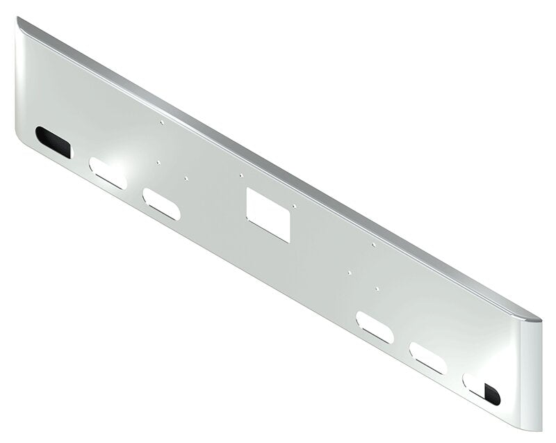BUMPER FOR PETERBILT 379, 378, 357 1987-2007 18" SQUARE ROLLED END CHROME WITH TOW HOLE, LIGHT HOLES