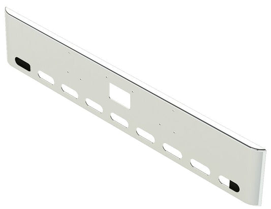 BUMPER FOR PETERBILT 379, 378, 357 1987-2007 18" SQUARE ROLLED END CHROME WITH TOW HOLE AND 9 OVAL HOLES