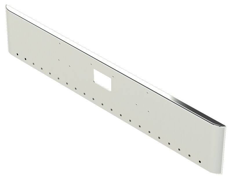 BUMPER FOR PETERBILT 379, 378, 357 1987-2007 18" SQUARE ROLLED END CHROME WITH TOW HOLE, LIGHT HOLES