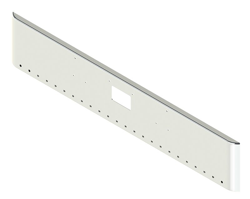 BUMPER FOR PETERBILT 379, 378, 357 1987-2007 18" SQUARE ROLLED END CHROME WITH TOW HOLE, LIGHT HOLES