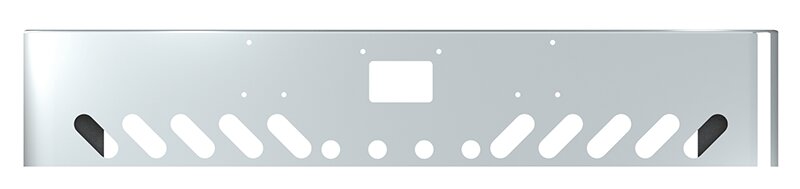 BUMPER FOR PETERBILT 379, 378, 357 1987-2007 18" SQUARE ROLLED END CHROME WITH TOW HOLE AND 4 HOLES FOR 2" LIGHTS