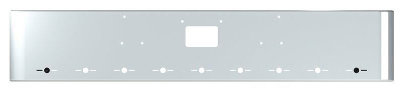 BUMPER FOR PETERBILT 379, 378, 357 1987-2007 18" SQUARE ROLLED END CHROME WITH TOW HOLE, LIGHT HOLES