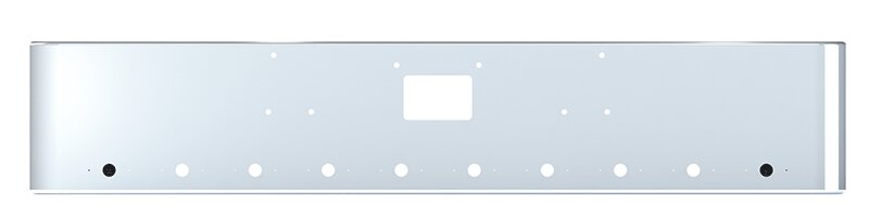 BUMPER FOR PETERBILT 379, 378, 357 1987-2007 18" SQUARE ROLLED END CHROME WITH TOW HOLE, LIGHT HOLES