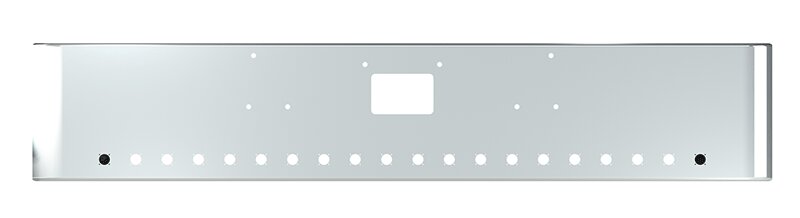 BUMPER FOR PETERBILT 379, 378, 357 1987-2007 18" SQUARE ROLLED END CHROME WITH TOW HOLE, LIGHT HOLES