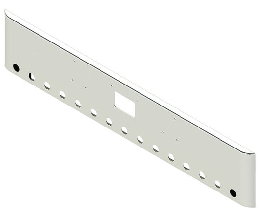 BUMPER FOR PETERBILT 379, 378, 357 1987-2007 18" SQUARE ROLLED END CHROME WITH TOW HOLE AND 15 HOLES FOR 2" LIGHTS