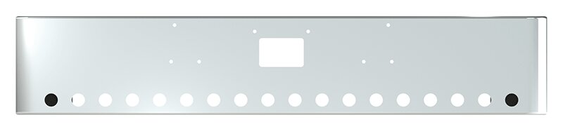BUMPER FOR PETERBILT 379, 378, 357 1987-2007 18" SQUARE ROLLED END CHROME WITH TOW HOLE, LIGHT HOLES