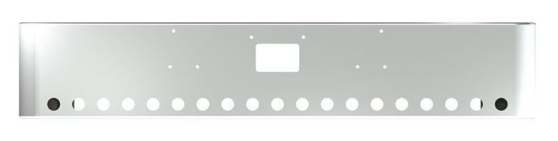 BUMPER FOR PETERBILT 379, 378, 357 1987-2007 18" SQUARE ROLLED END CHROME WITH TOW HOLE, LIGHT HOLES