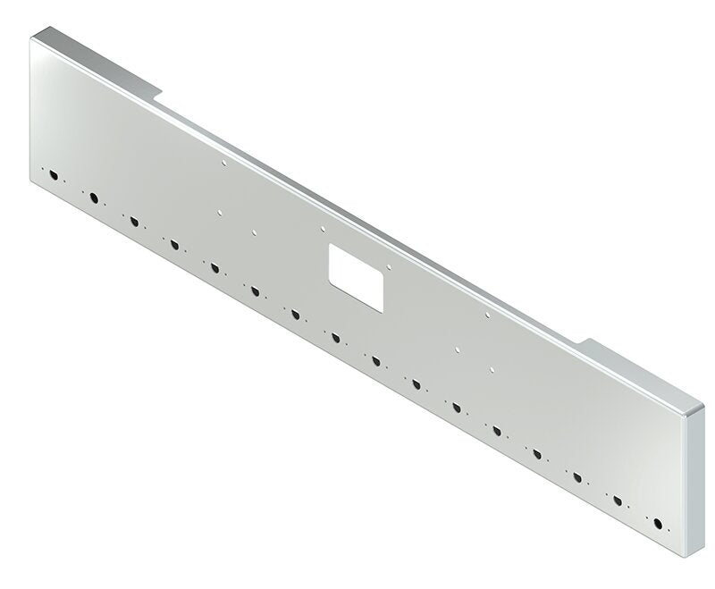 BUMPER FOR PETERBILT 379, 378, 357 1987-2007 18" BOXED END CHROME WITH TOW HOLE, LIGHT HOLES