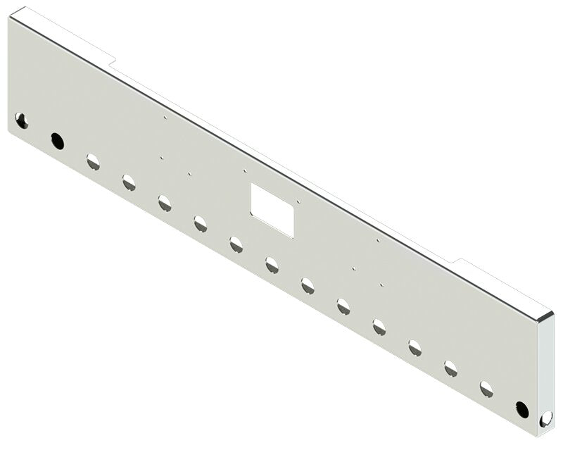 BUMPER FOR PETERBILT 379, 378, 357 1987-2007 18" BOXED END CHROME WITH TOW HOLE AND 15 HOLES FOR 2" LIGHTS, 2" HOLE AT EACH END OF THE BUMPER