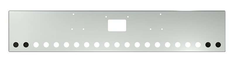 BUMPER FOR PETERBILT 379, 378, 357 1987-2007 18" BOXED END CHROME WITH TOW HOLE, LIGHT HOLES