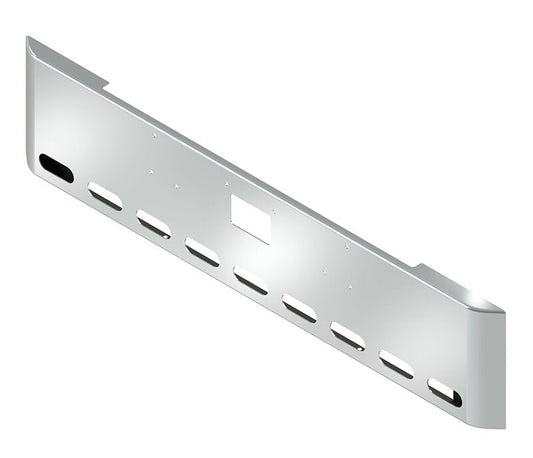 BUMPER FOR PETERBILT 379, 378, 357 1987-2007 20" SQUARE ROLLED END CHROME WITH TOW HOLE AND 9 OVAL HOLES