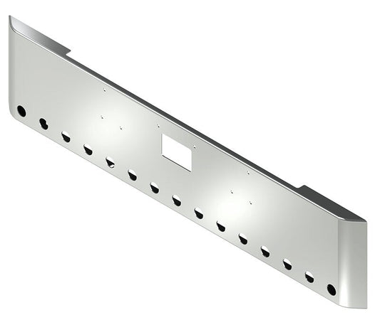 BUMPER FOR PETERBILT 379, 378, 357 1987-2007 20" SQUARE ROLLED END CHROME WITH TOW HOLE AND 15 HOLES FOR 2" LIGHTS