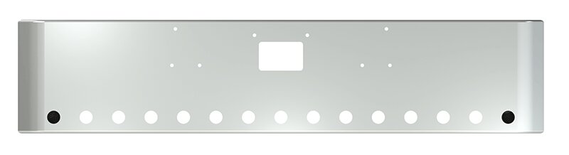 BUMPER FOR PETERBILT 379, 378, 357 1987-2007 20" SQUARE ROLLED END CHROME WITH TOW HOLE AND 15 HOLES FOR 2" LIGHTS