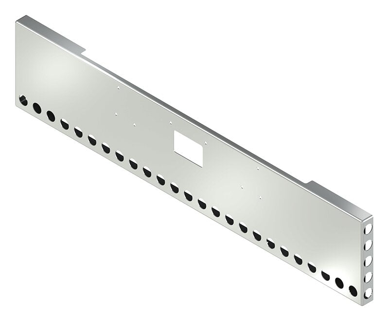 BUMPER FOR PETERBILT 379, 378, 357 1987-2007 20" BOXED END CHROME WITH TOW HOLE AND 5 HOLES FOR 2" LIGHTS AT EACH END OF THE BUMPER