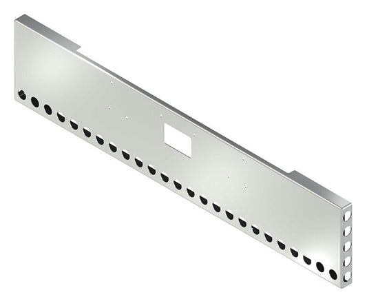 BUMPER FOR PETERBILT 379, 378, 357 1987-2007 20" BOXED END CHROME WITH TOW HOLE AND 5 HOLES FOR 2" LIGHTS AT EACH END OF THE BUMPER