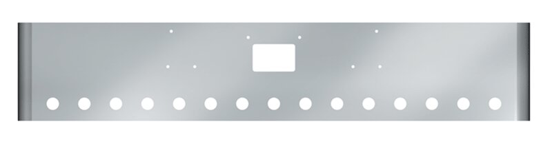 BUMPER FOR PETERBILT 379, 378, 357 1987-2007 18" AMERICAN EAGLE ROLLED END WITH 8" EARS CHROME WITH TOW HOLE AND 15 HOLES FOR 2" LIGHTS