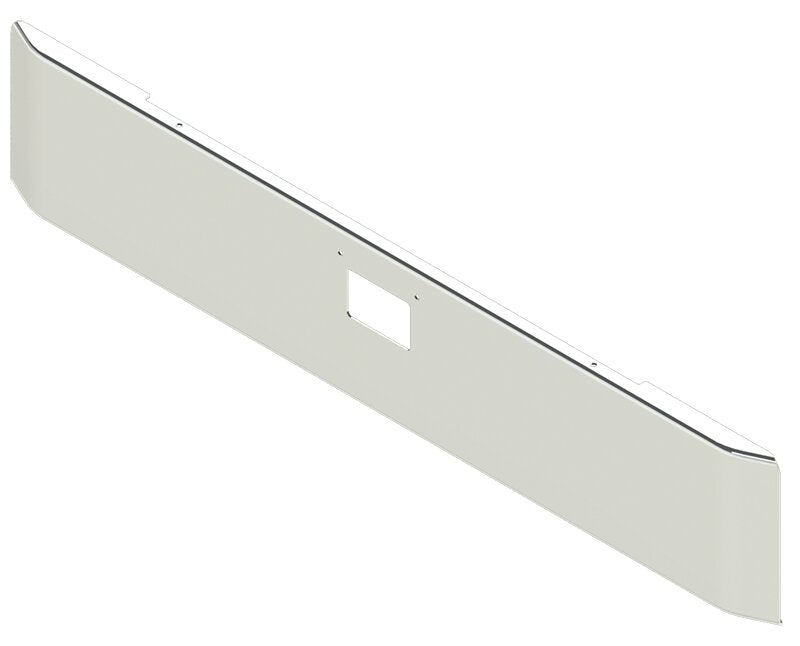 BUMPER FOR PETERBILT 379, 378, 357 1987-2007 18" SQUARE ROLLED END CHROME WITH 379 STYLE LICENCE PLATE HANGER BOLTS & TOW HOLE & NO MOUNTING HOLES AND WITH UNIVERSAL BRACKETS THAT FIT CB, CQ, FD, FE ,HA, HC, GO