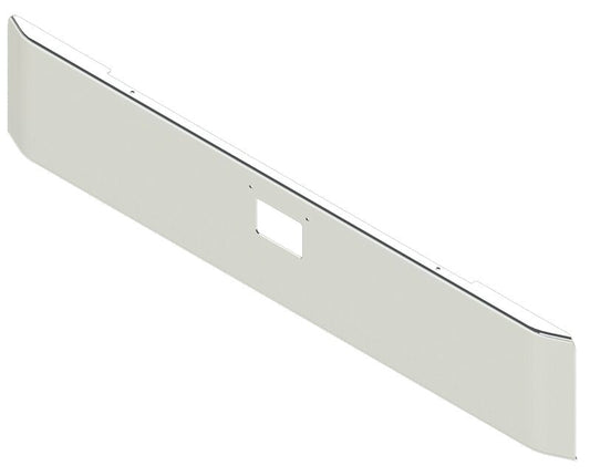 BUMPER FOR PETERBILT 379, 378, 357 1987-2007 18" SQUARE ROLLED END CHROME WITH 379 STYLE LICENCE PLATE HANGER BOLTS & TOW HOLE & NO MOUNTING HOLES AND WITH UNIVERSAL BRACKETS THAT FIT CB, CQ, FD, FE ,HA, HC, GO