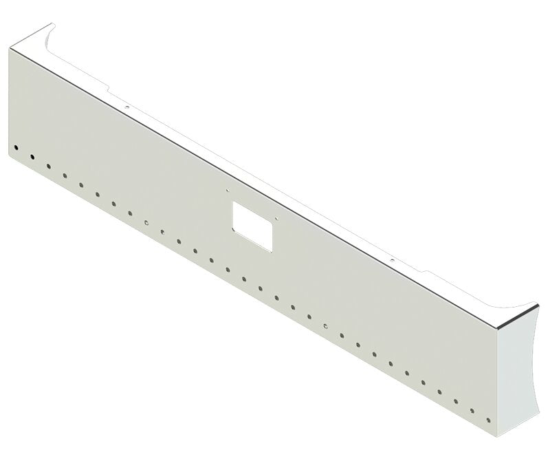 BUMPER FOR PETERBILT 379, 378, 357 1987-2007 18" AMERICAN EAGLE BOXED END WITH 8" EARS CHROME WITH 379 STYLE LICENCE PLATE HANGER BOLTS & TOW HOLE & NO MOUNTING HOLES AND WITH UNIVERSAL BRACKETS THAT FIT CB, CQ, FD, FE ,HA, HC, GO, LIGHT HOLES