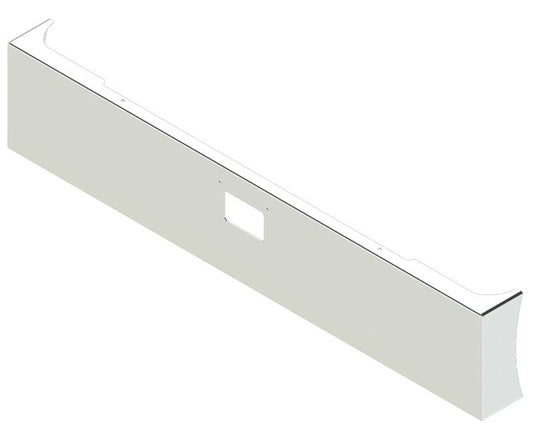 BUMPER FOR PETERBILT 379, 378, 357 1987-2007 18" AMERICAN EAGLE BOXED END WITH 8" EARS CHROME WITH 379 STYLE LICENCE PLATE HANGER BOLTS & TOW HOLE & NO MOUNTING HOLES AND WITH UNIVERSAL BRACKETS THAT FIT CB, CQ, FD, FE ,HA, HC, GO