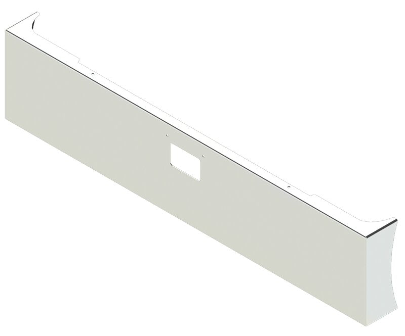 BUMPER FOR PETERBILT 379, 378, 357 1987-2007 20" AMERICAN EAGLE BOXED END WITH 8" EARS CHROME WITH 379 STYLE LICENCE PLATE HANGER BOLTS & TOW HOLE & NO MOUNTING HOLES AND WITH UNIVERSAL BRACKETS THAT FIT CB, CQ, FD, FE ,HA, HC, GO